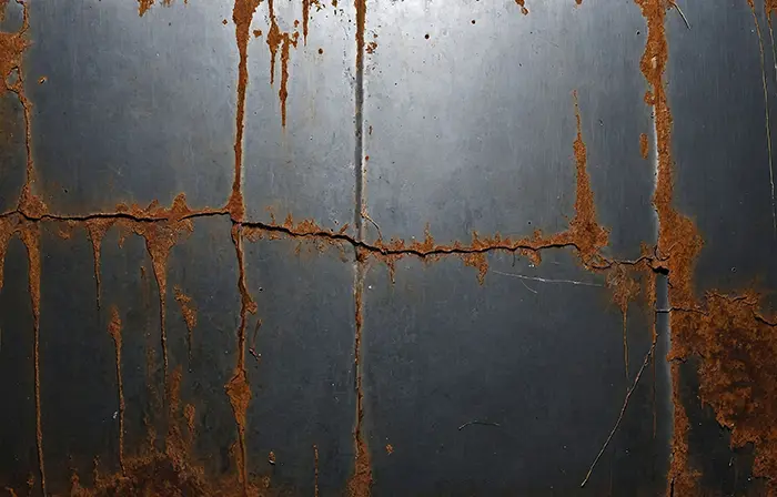 Cracked Metal Panel with Rust Backdrop Photo